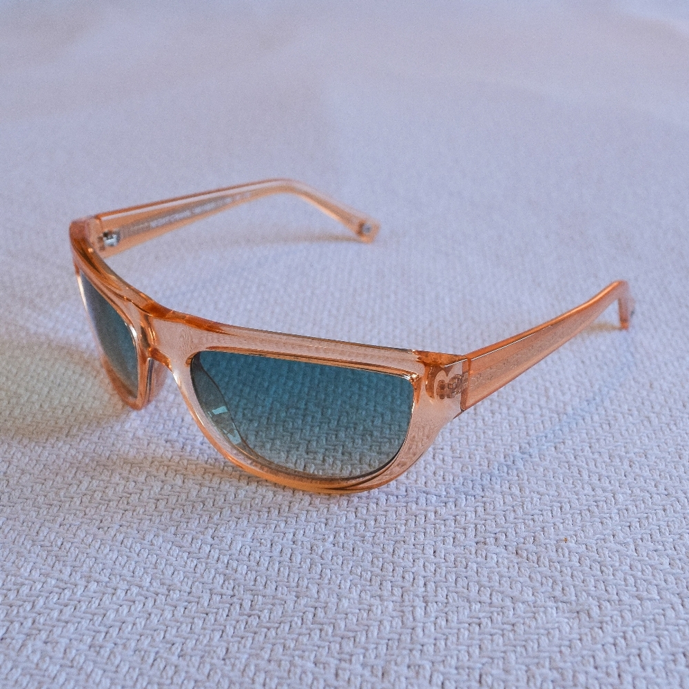 Le Specs orange edition Double Rainbouu transparent sunglasses w/ floral accents